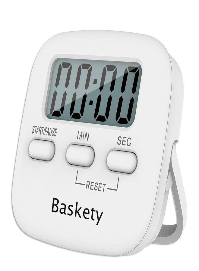 Baskety Digital Kitchen Timer Alarm Magnetic Countdown Timer with Stand & Hanging Hole for Cooking (White) - Image 1
